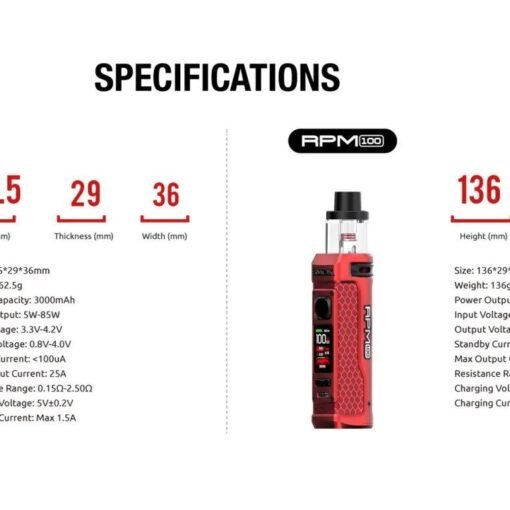 รายละเอียดบุหรี่ไฟฟ้า SMOK RPM85 & RPM100 Mod Pod